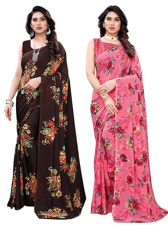 Maayro Georgette Printed Saree With Unstitched Blouse Piece ( Multicolor ) Maayro Georgette Printed Saree With Unstitched Blouse Piece ( Multicolor )