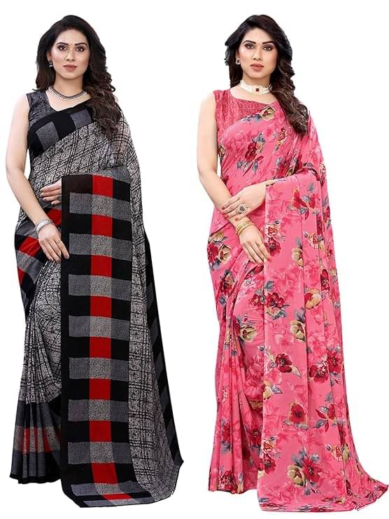 Maayro Georgette Printed Saree With Unstitched Blouse Piece ( Multicolor ) Maayro Georgette Printed Saree With Unstitched Blouse Piece ( Multicolor )