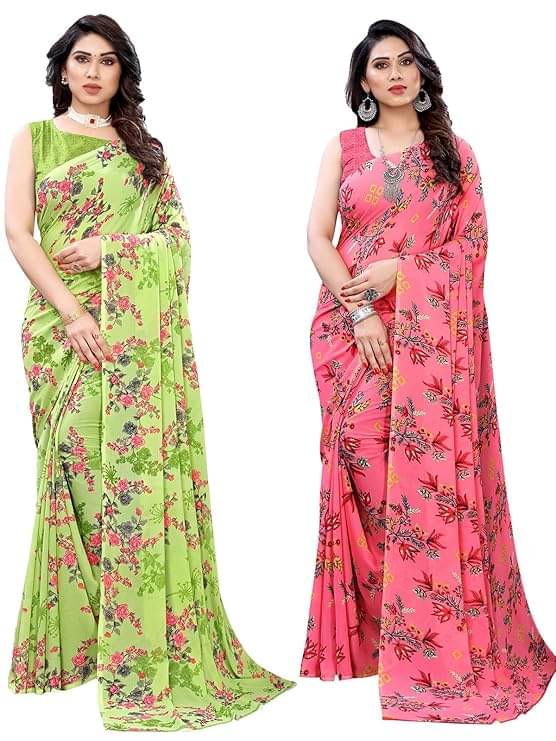 Maayro Georgette Printed Saree With Unstitched Blouse Piece ( Multicolor 1 )     			Maayro Georgette Printed Saree With Unstitched Blouse Piece ( Multicolor 1 )