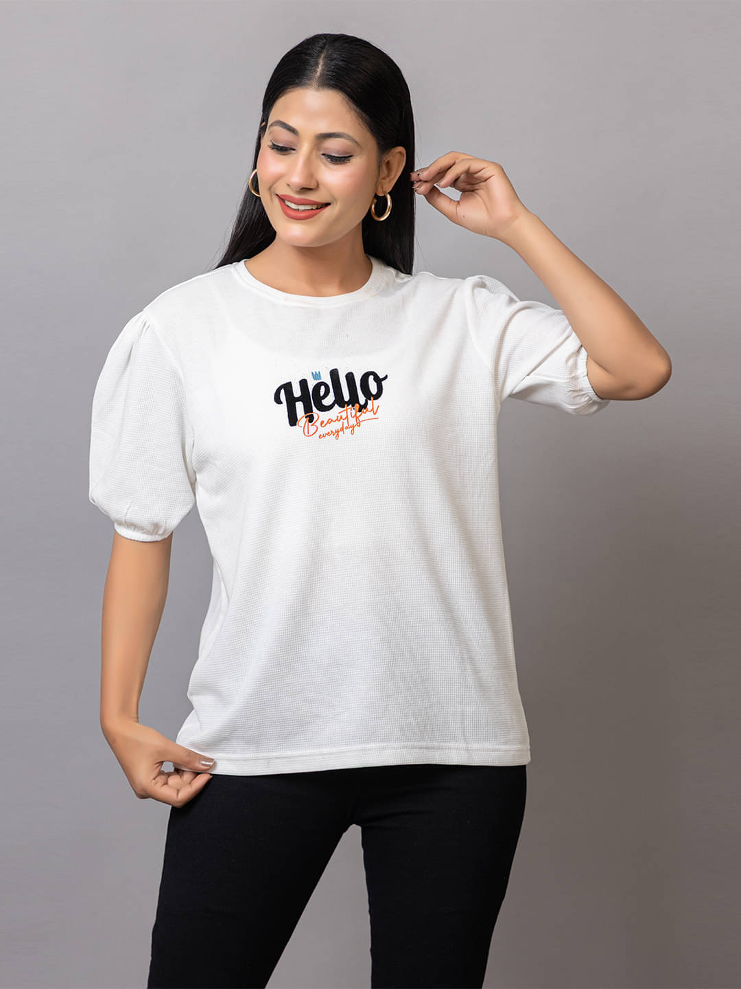     			PROBAISC Women's Cotton Crop Top ( White )