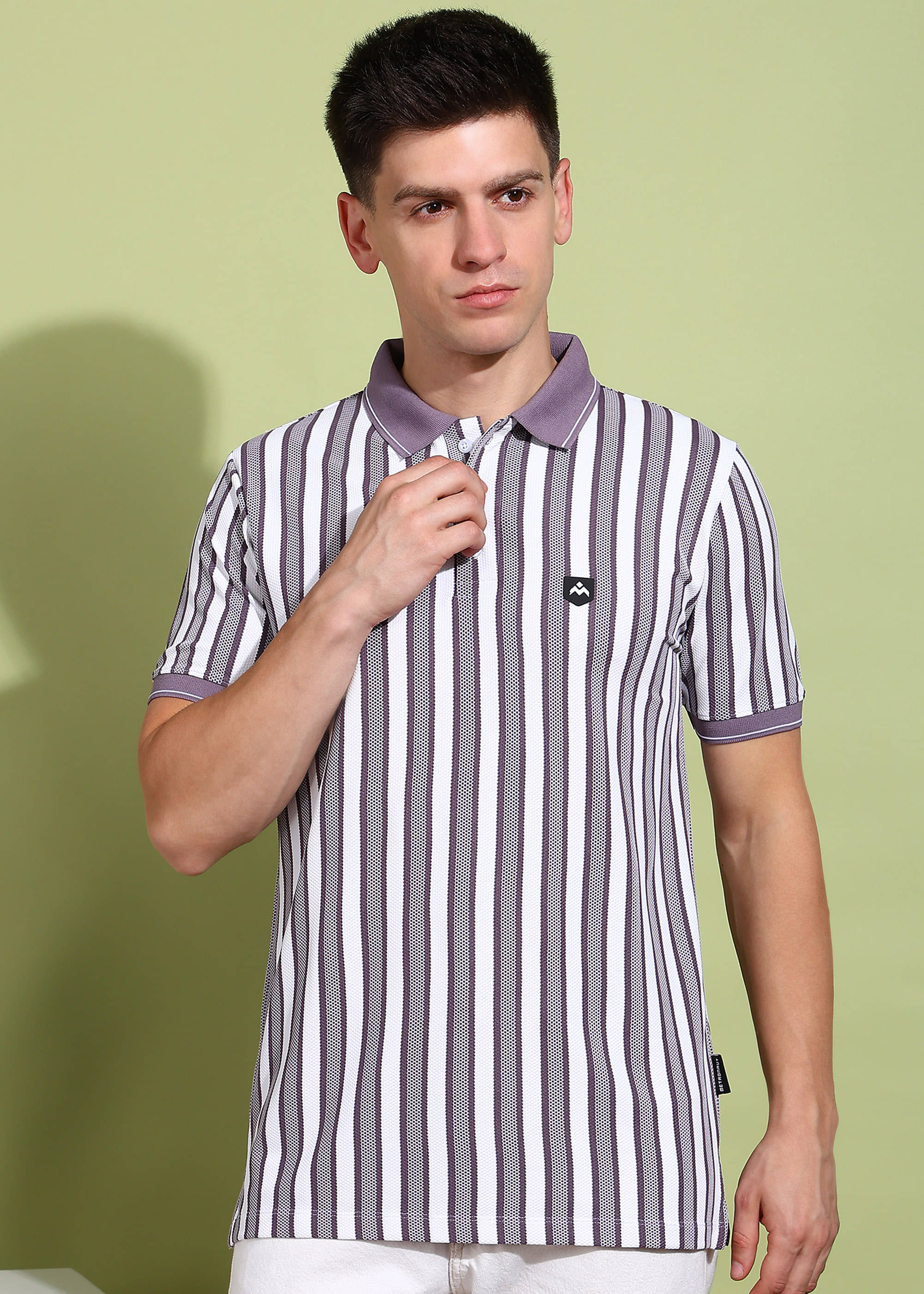 REEPOLLY Men 100% Cotton Regular Fit Striped T-Shirt ( Purple ) REEPOLLY Men 100% Cotton Regular Fit Striped T-Shirt ( Purple )