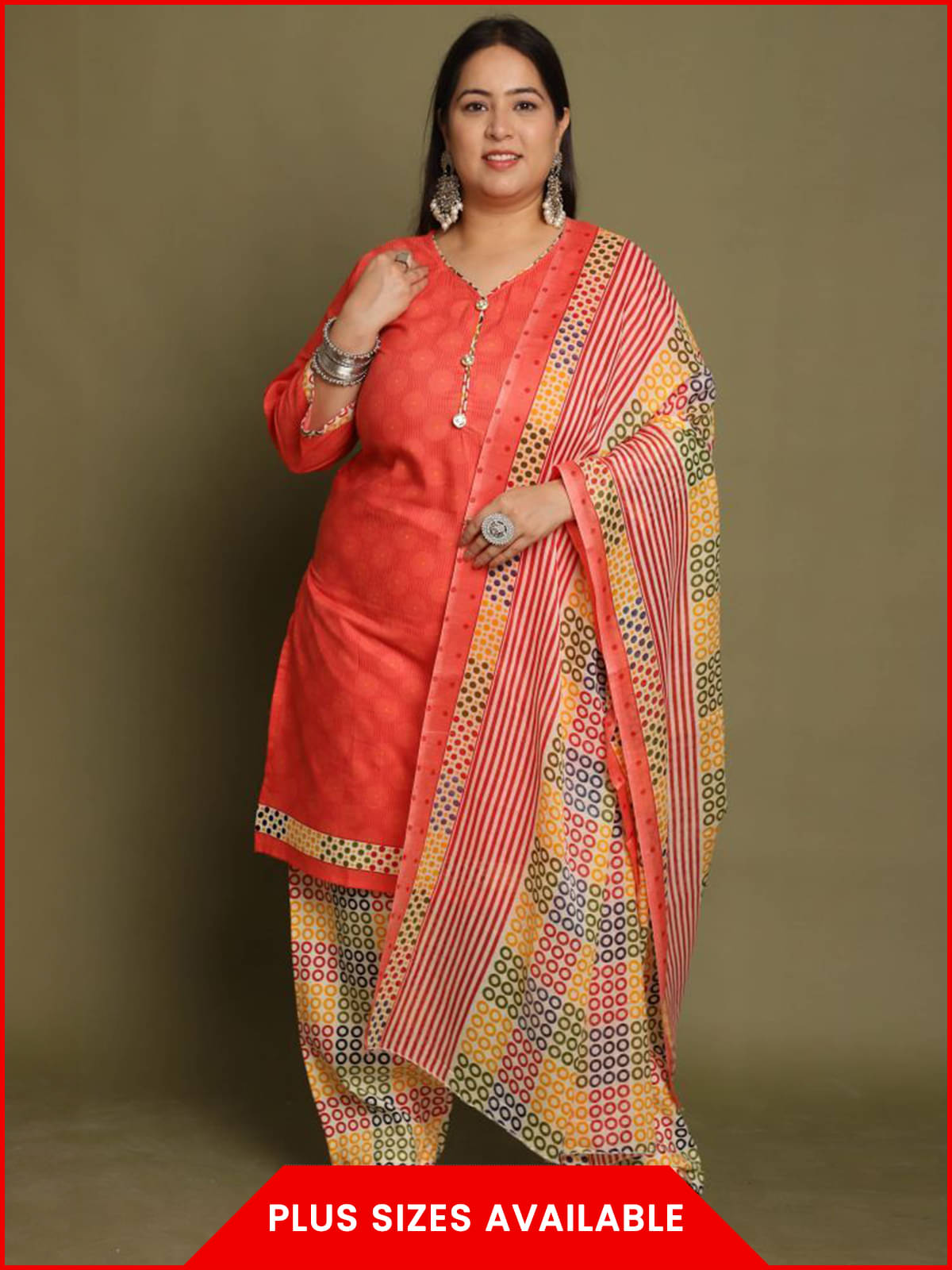 Rajnandini Cotton Blend Printed Kurti With Pants Women's Stitched Salwar Suit - Peach ( Pack of 1 ) Rajnandini Cotton Blend Printed Kurti With Pants Women's Stitched Salwar Suit - Peach ( Pack of 1 )