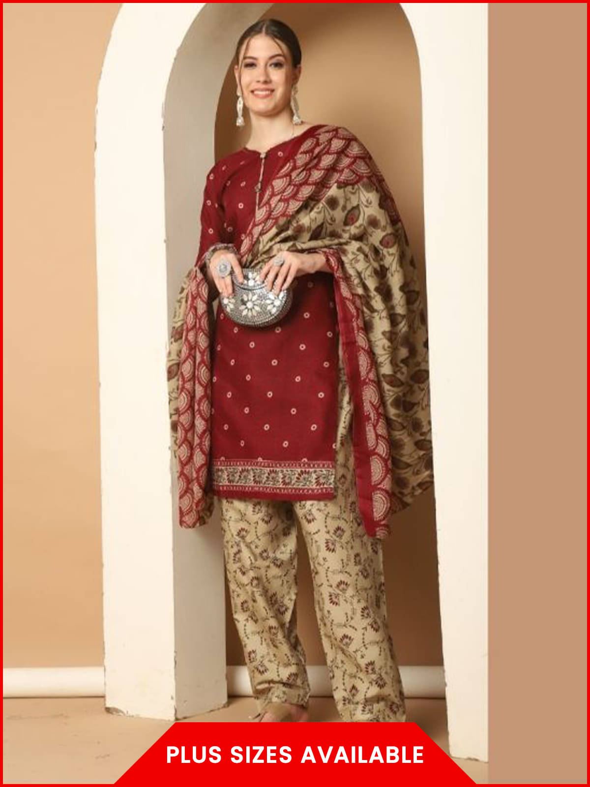 Rajnandini Women Cotton Blend Printed Straight Kurti With Patiala Salwar ( Maroon ) Rajnandini Women Cotton Blend Printed Straight Kurti With Patiala Salwar ( Maroon )