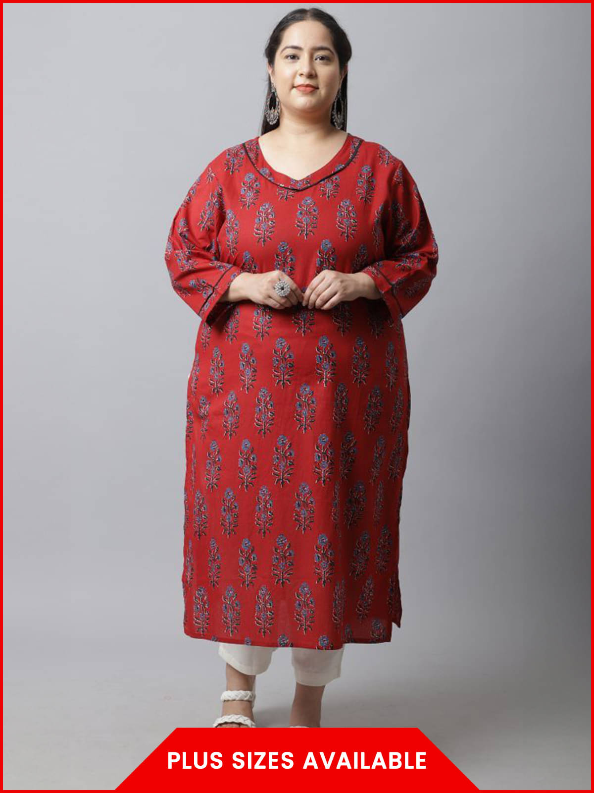     			Rajnandini - Maroon 100% Cotton Women's Straight Kurti ( Pack of 1 )