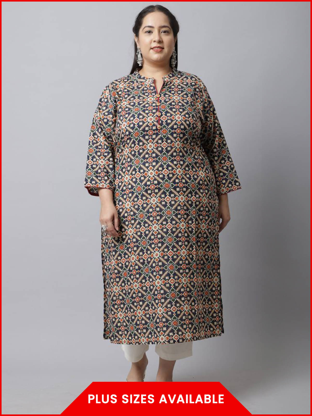 Rajnandini - Navy Blue 100% Cotton Women's Straight Kurti ( Pack of 1 )     			Rajnandini - Navy Blue 100% Cotton Women's Straight Kurti ( Pack of 1 )