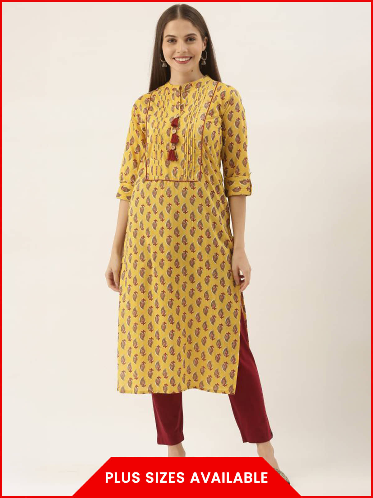 Rajnandini - Yellow 100% Cotton Women's Straight Kurti ( Pack of 1 ) - Kurtis, Tunics | Buy online on ZillyBuy