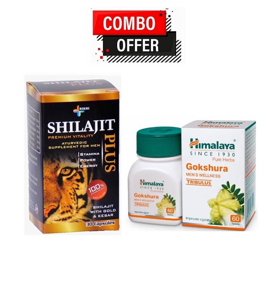     			Rikhi Shilajit Plus Capsule 30 no.s & Himalaya Gokshura 60 Tablets Pack Of 1
