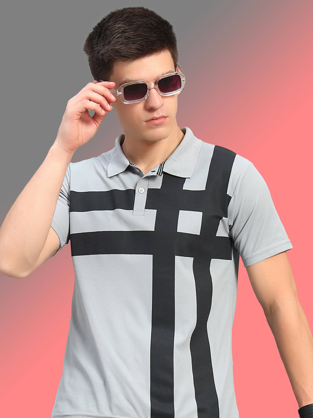 THE CASUALS Men Cotton Blend Regular Fit Colorblock Polo T Shirt ( Grey ) THE CASUALS Men Cotton Blend Regular Fit Colorblock Polo T Shirt ( Grey )