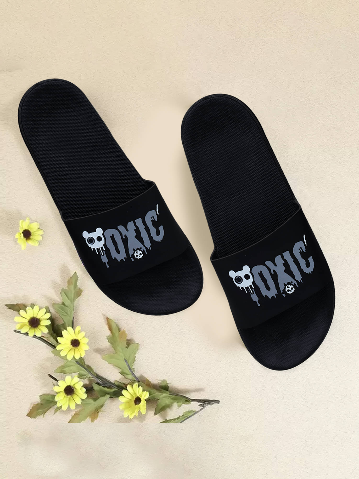     			Tzen Black Men's Slide Flip Flop