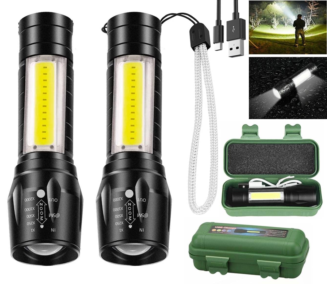     			UNIWAX - 3W Rechargeable Flashlight Torch ( Pack of 2 )