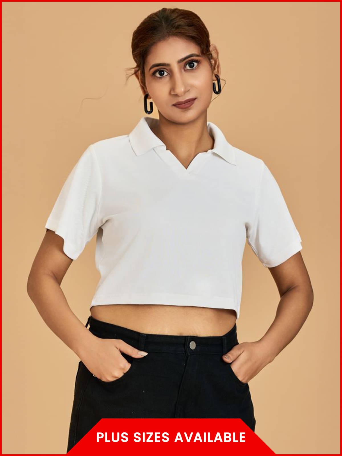 Urban Sundari Women's Cotton Crop Top ( White ) Urban Sundari Women's Cotton Crop Top ( White )
