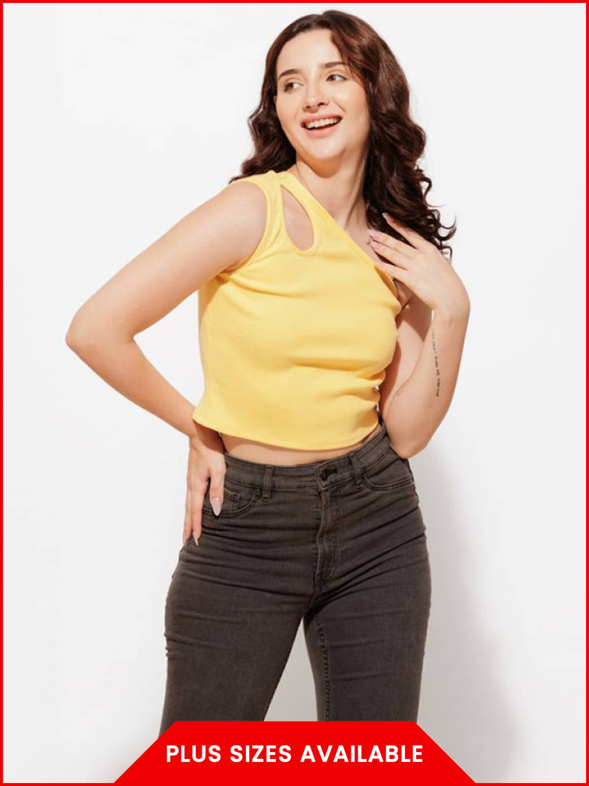     			Urban Sundari Women's Cotton Crop Top ( Yellow )