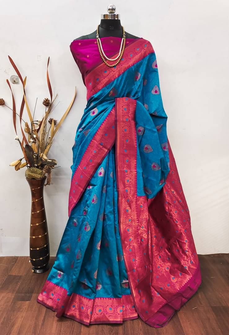     			Vastukala Silk Woven Saree With Unstitched Blouse Piece ( Light Blue )