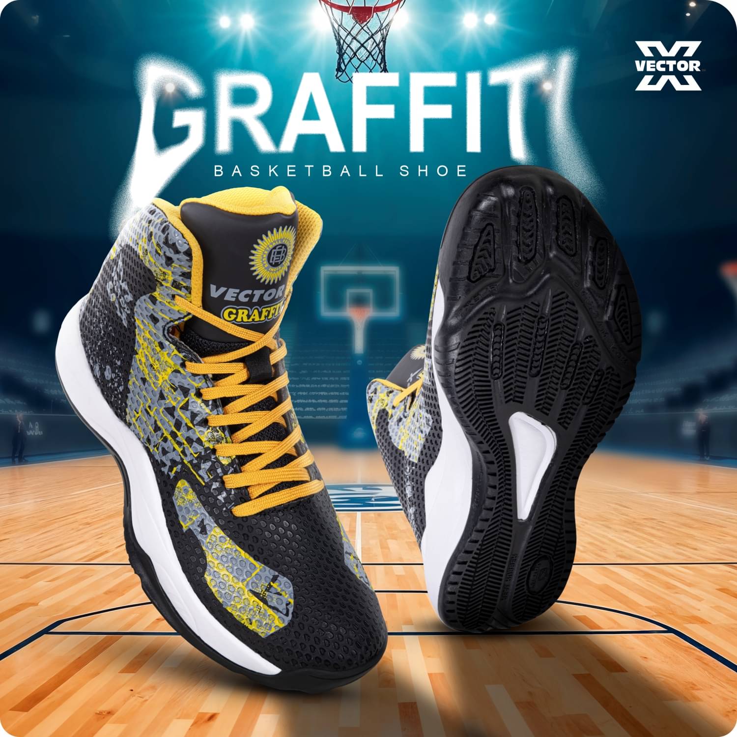     			Vector X Black Basketball Shoes