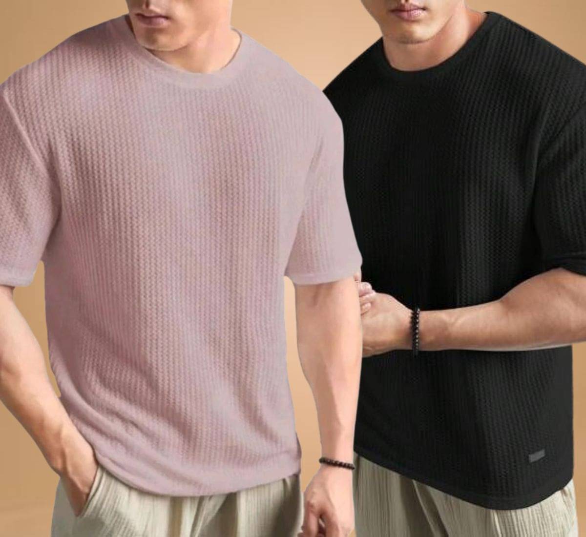 WAY TO TRENDY Men Cotton Blend Oversized Fit Self Design T-Shirt ( Black ) WAY TO TRENDY Men Cotton Blend Oversized Fit Self Design T-Shirt ( Black )