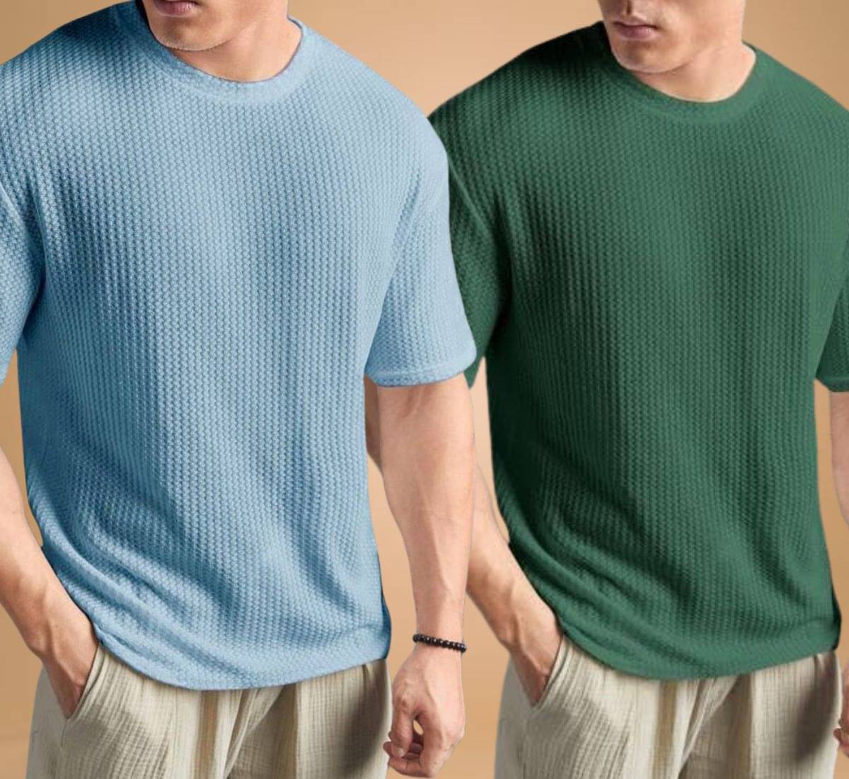 WAY TO TRENDY Men Cotton Blend Oversized Fit Self Design T-Shirt ( Green ) WAY TO TRENDY Men Cotton Blend Oversized Fit Self Design T-Shirt ( Green )