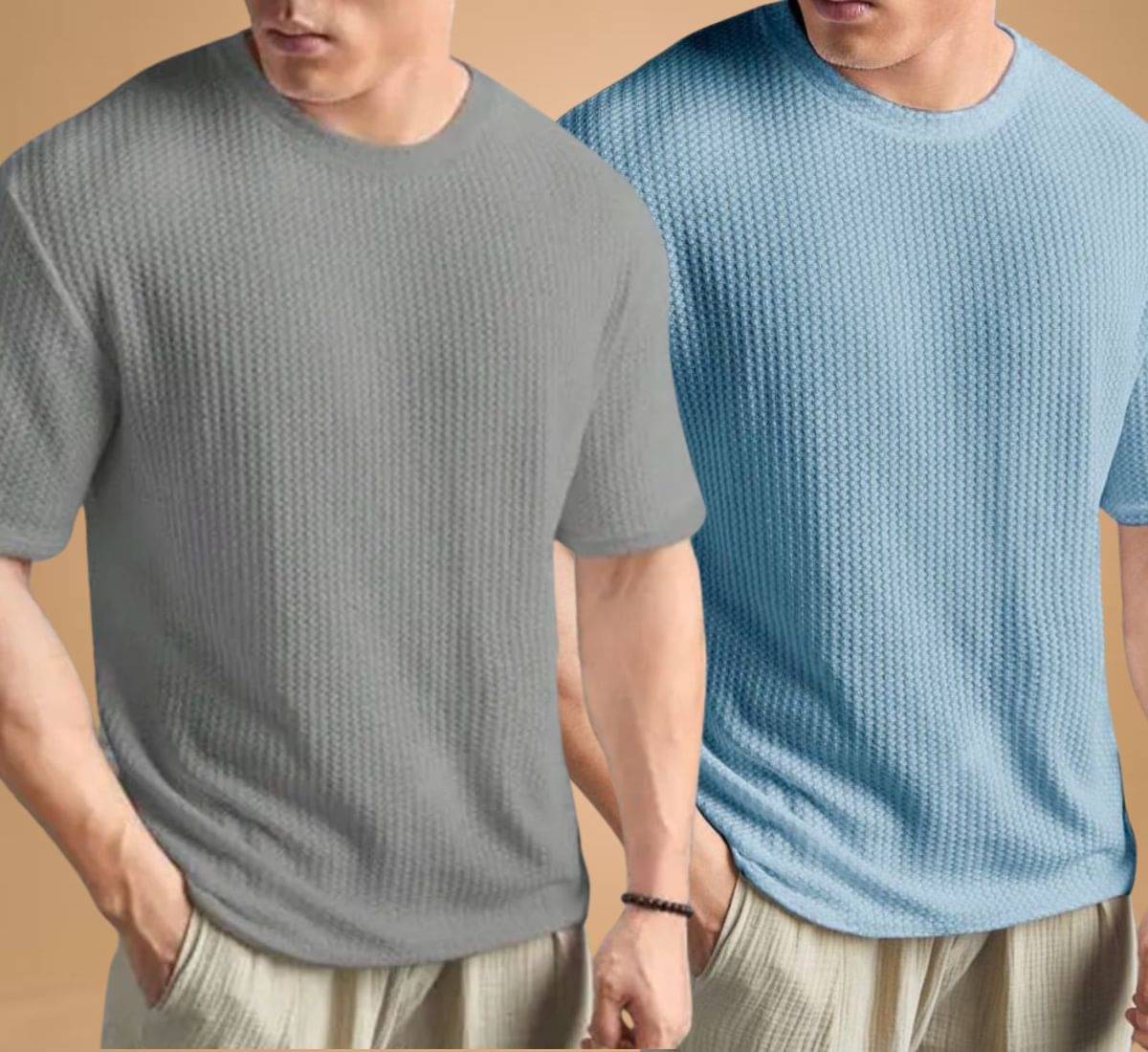 WAY TO TRENDY Men Cotton Blend Oversized Fit Self Design T-Shirt ( Blue ) WAY TO TRENDY Men Cotton Blend Oversized Fit Self Design T-Shirt ( Blue )