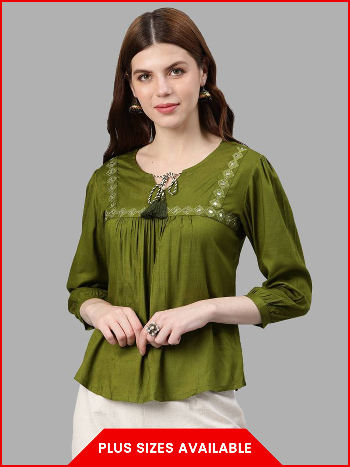     			Yash Gallery Women's Rayon Regular Top ( Green )