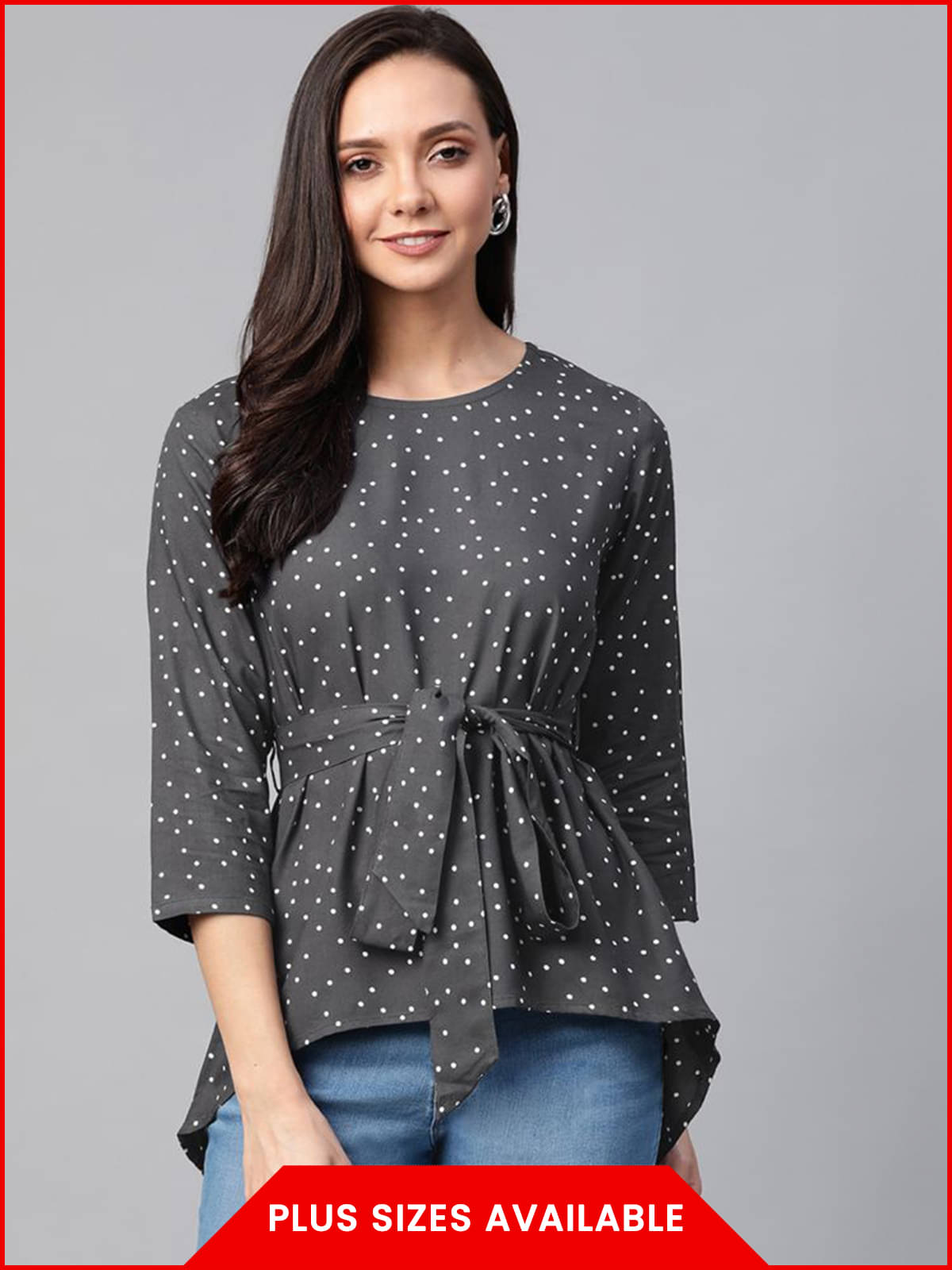 Yash Gallery Women's Rayon Regular Top ( Grey ) Yash Gallery Women's Rayon Regular Top ( Grey )