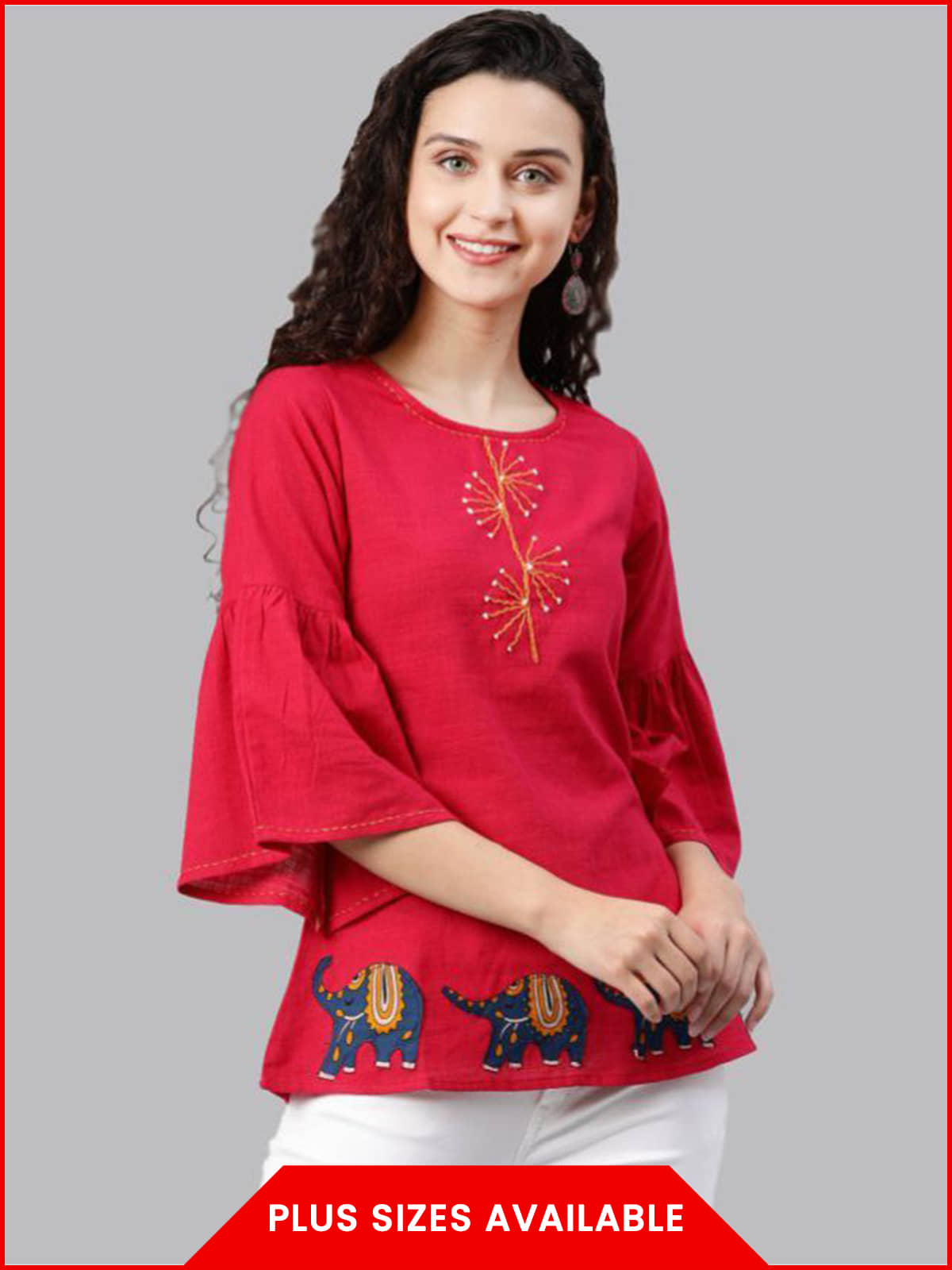 Yash Gallery Women's Cotton Regular Top ( Pink )