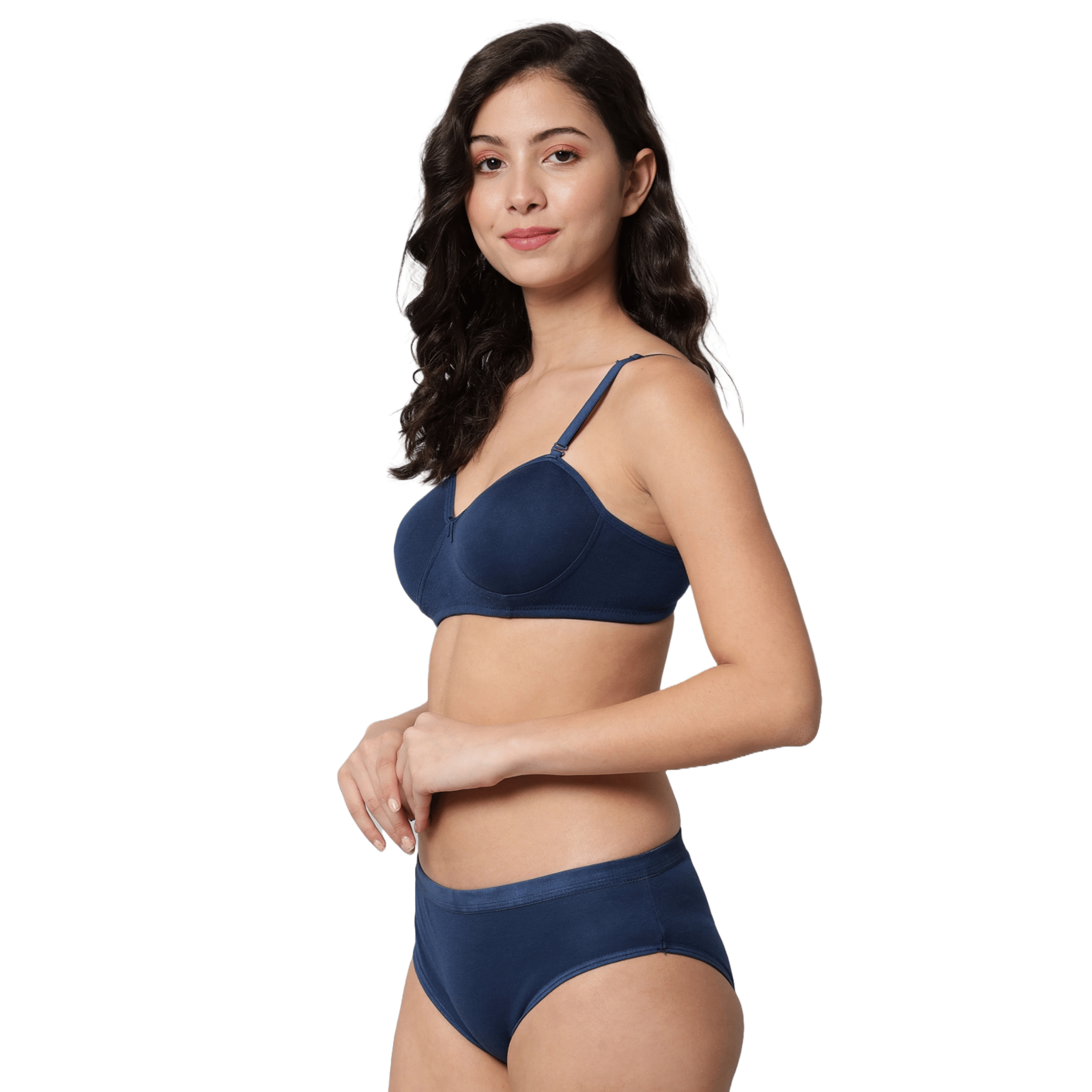 hani diva Pack of 1 Cotton Blend Bra & Panty Set For Women ( Navy Blue ) hani diva Pack of 1 Cotton Blend Bra & Panty Set For Women ( Navy Blue )