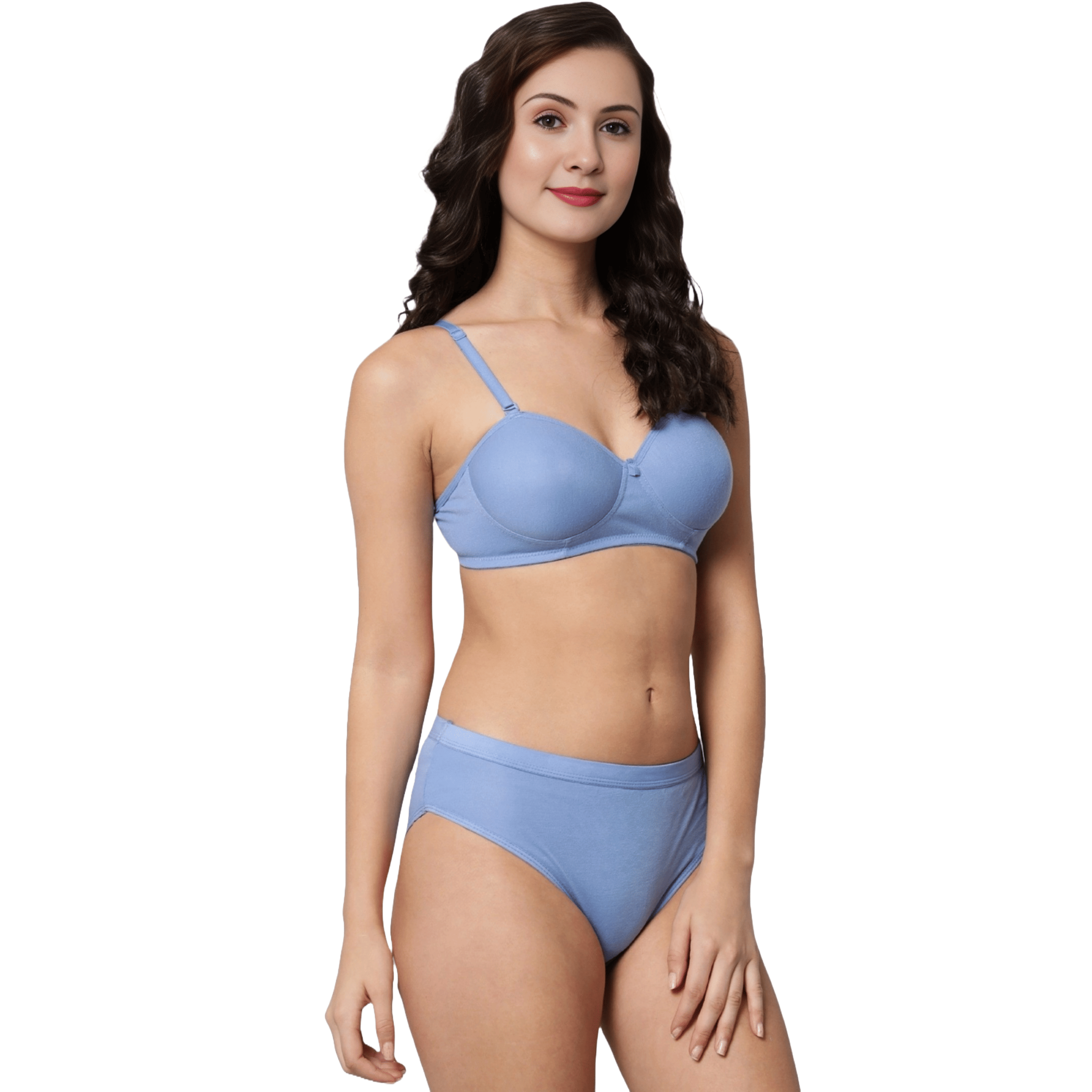 hani diva Pack of 1 Cotton Blend Bra & Panty Set For Women ( Light Blue )     			hani diva Pack of 1 Cotton Blend Bra & Panty Set For Women ( Light Blue )