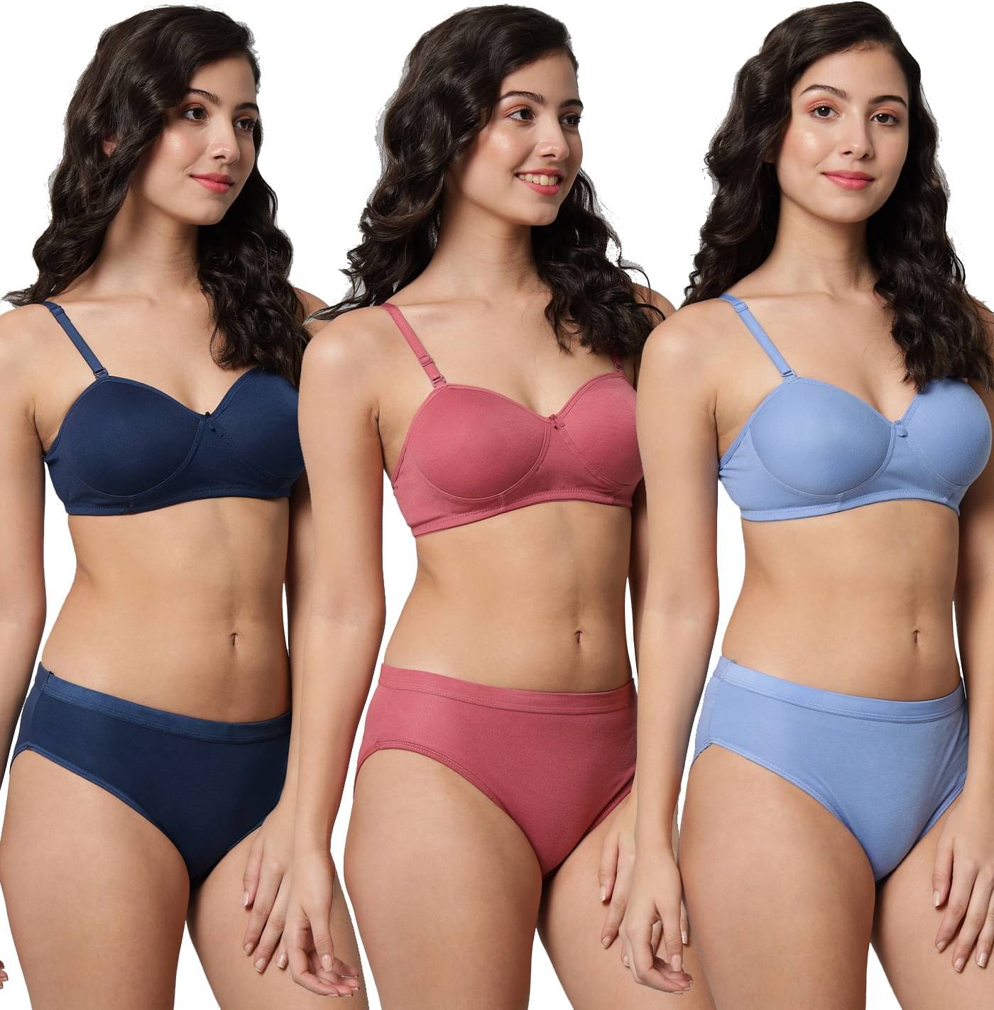     			hani diva Pack of 3 Cotton Blend Bra & Panty Set For Women ( Multicolor1 )