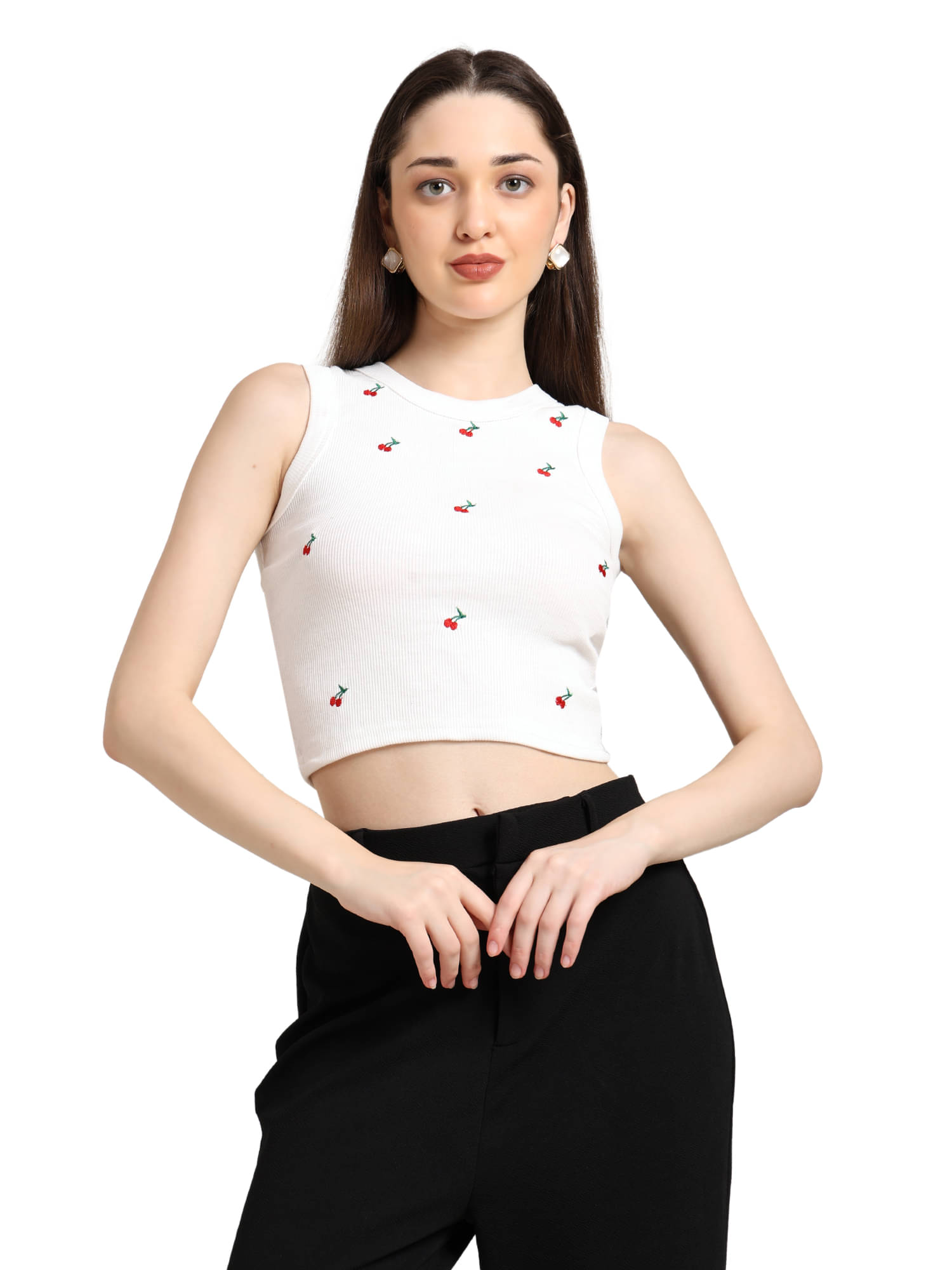 holdvalley Women's Cotton Blend Crop Top ( White ) holdvalley Women's Cotton Blend Crop Top ( White )