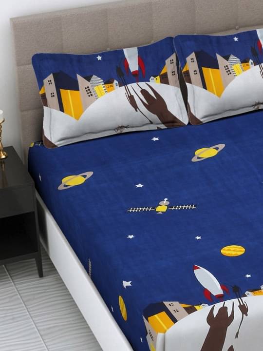 kids wonders Poly Cotton 1 Double Bedsheet with 2 Pillow Covers ( Multicolor ) kids wonders Poly Cotton 1 Double Bedsheet with 2 Pillow Covers ( Multicolor )