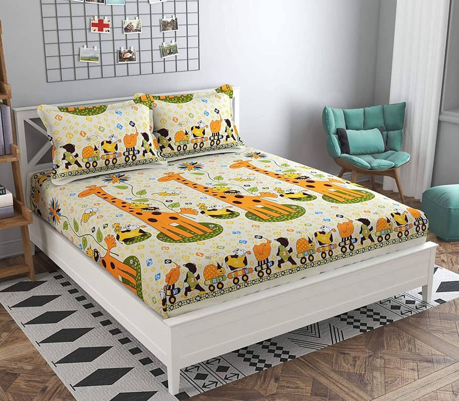 kids wonders Poly Cotton 1 Double Bedsheet with 2 Pillow Covers ( Multicolor ) kids wonders Poly Cotton 1 Double Bedsheet with 2 Pillow Covers ( Multicolor )