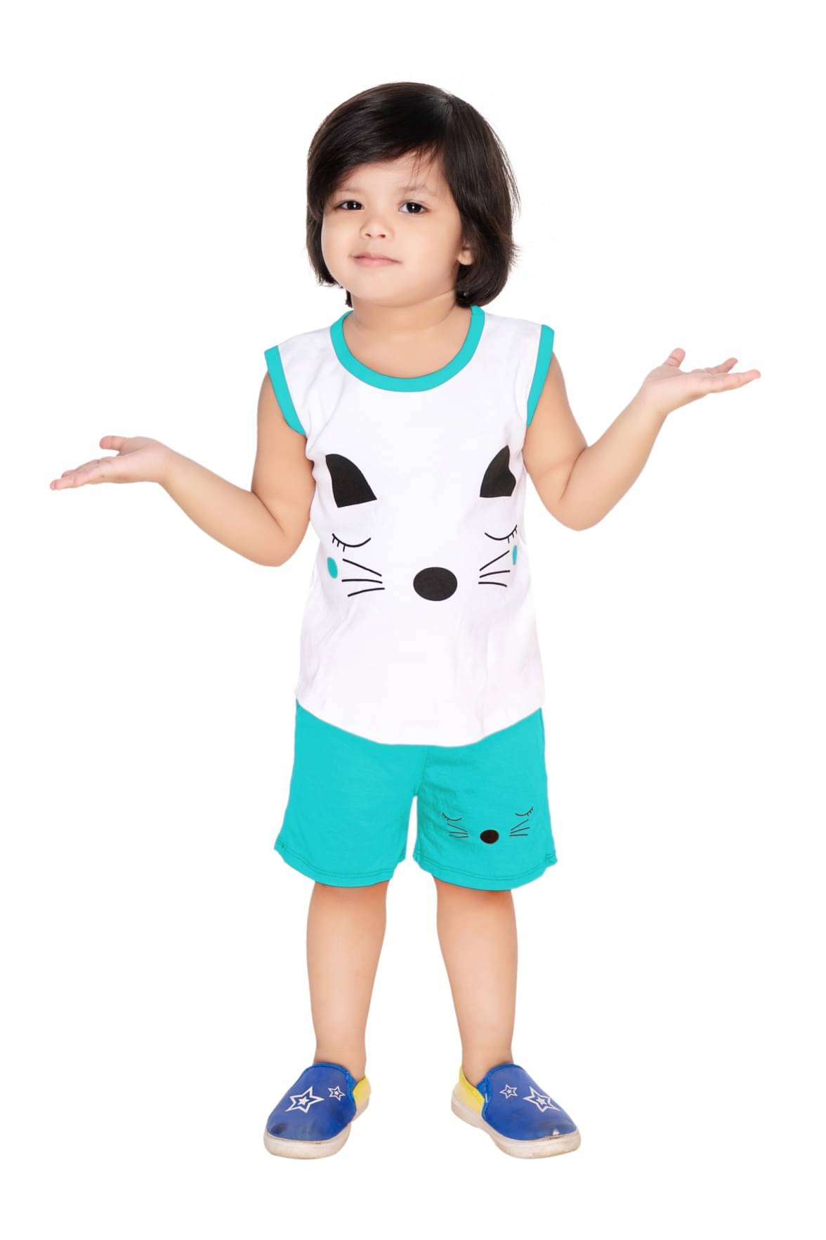     			s muktar garments Pack of 1 Unisex Cotton Blend T-Shirt & Shorts Set ( Green )