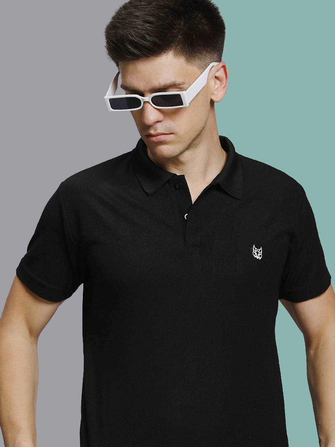     			stelvin Men Cotton Blend Regular Fit Solid Polo T Shirt ( Black )