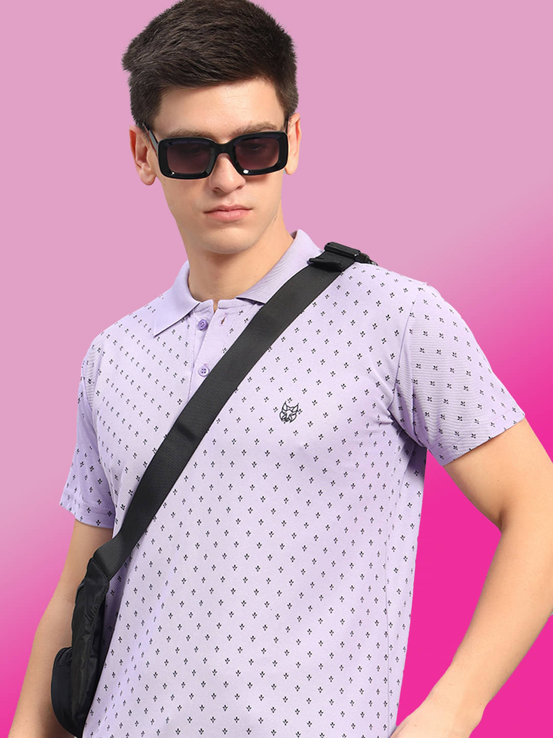     			stelvin Men Cotton Blend Regular Fit Printed Polo T Shirt ( Lavender )