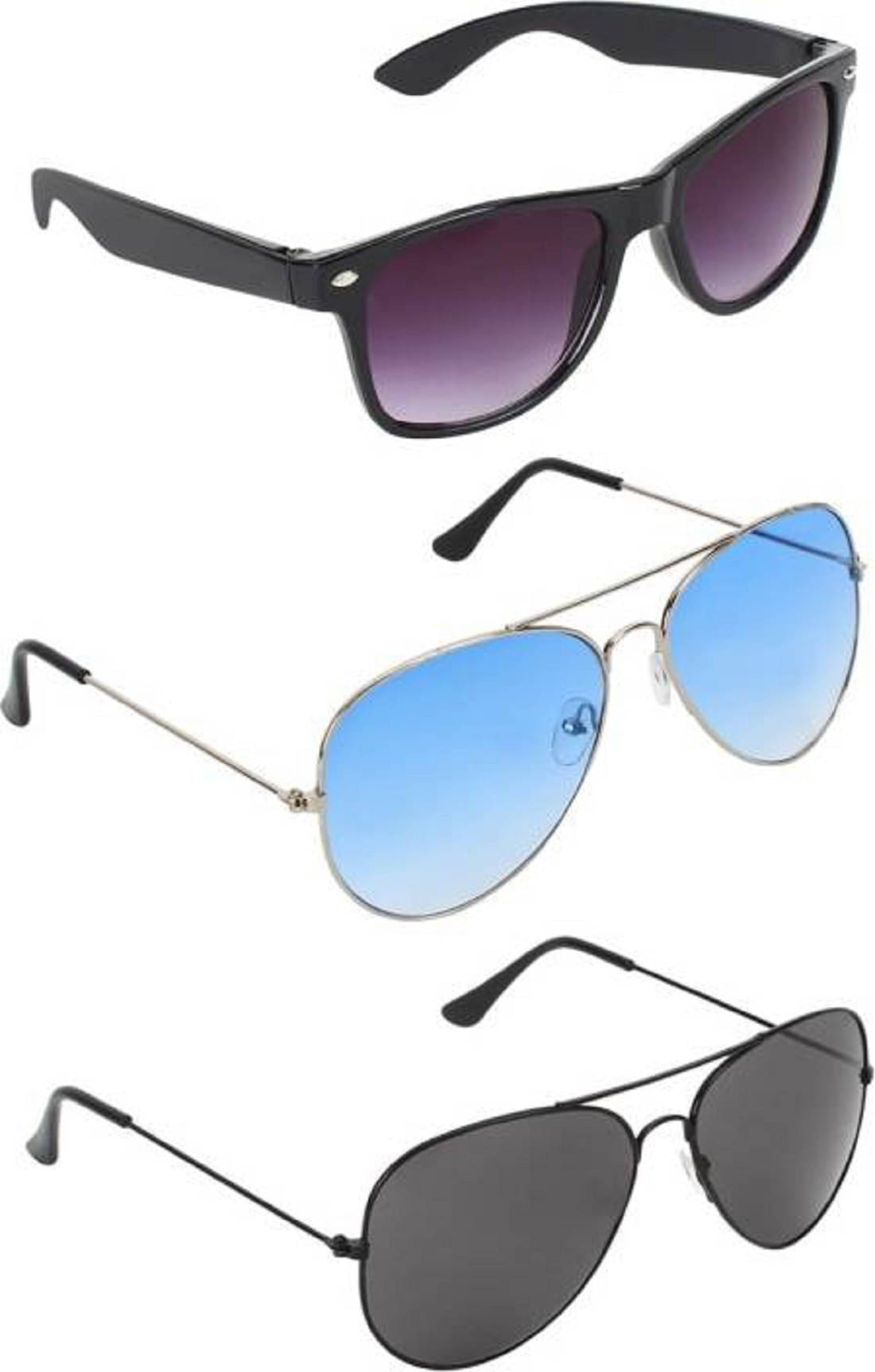 uzak Multicolor Pilot Sunglasses ( Pack of 3 ) uzak Multicolor Pilot Sunglasses ( Pack of 3 )