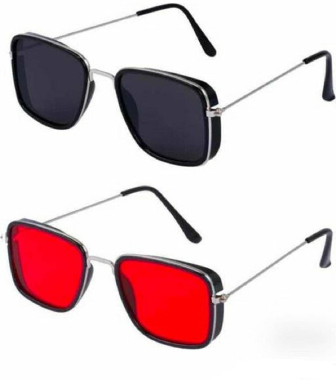 uzak Multicolor Square Sunglasses ( Pack of 2 ) uzak Multicolor Square Sunglasses ( Pack of 2 )
