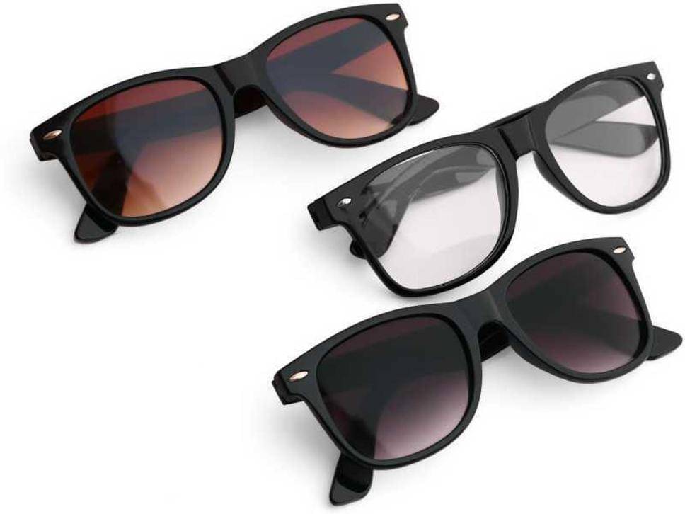     			uzak Multicolor Square Sunglasses ( Pack of 3 )