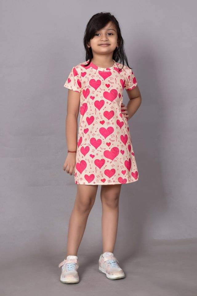 ASTYLOR Cotton Blend Dress For Girls ( Pack of 1 , Red ) ASTYLOR Cotton Blend Dress For Girls ( Pack of 1 , Red )