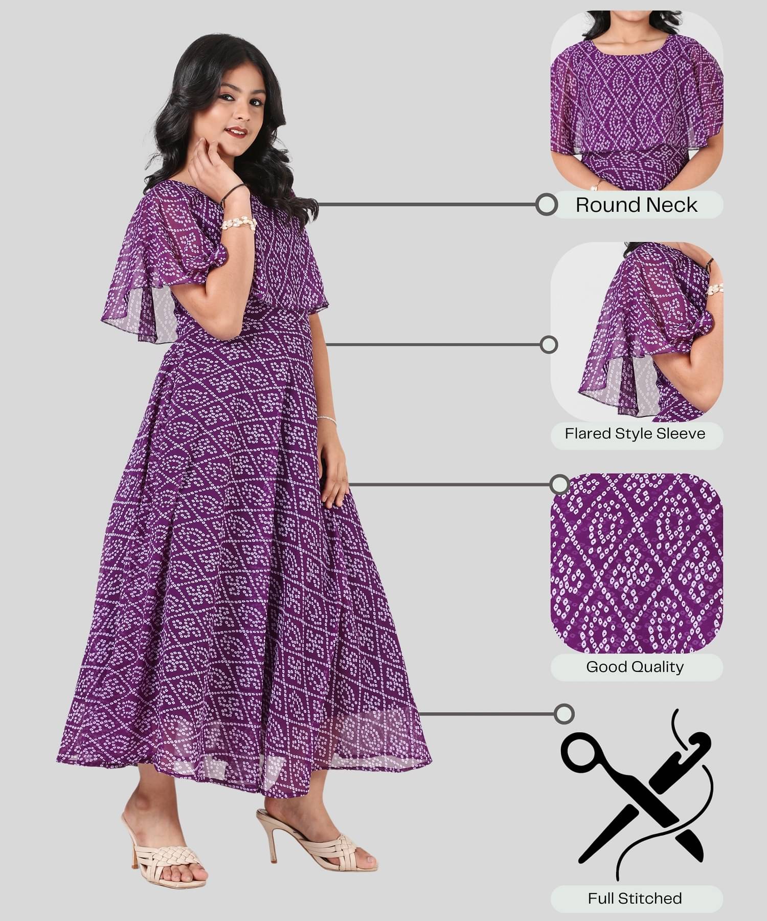 Aarya Designer Georgette Gown For Girls ( Pack of 1 , Purple ) Aarya Designer Georgette Gown For Girls ( Pack of 1 , Purple )