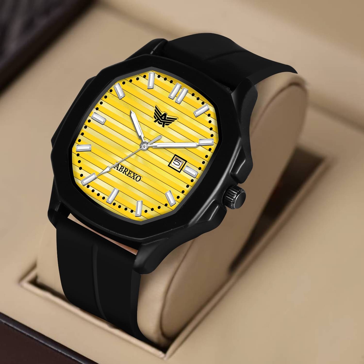     			Abrexo Black Silicon Analog Men's Watch