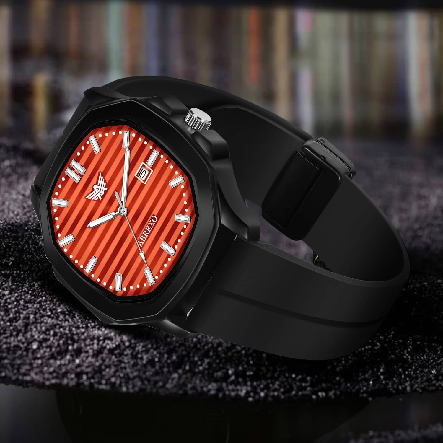     			Abrexo Black Silicon Analog Men's Watch