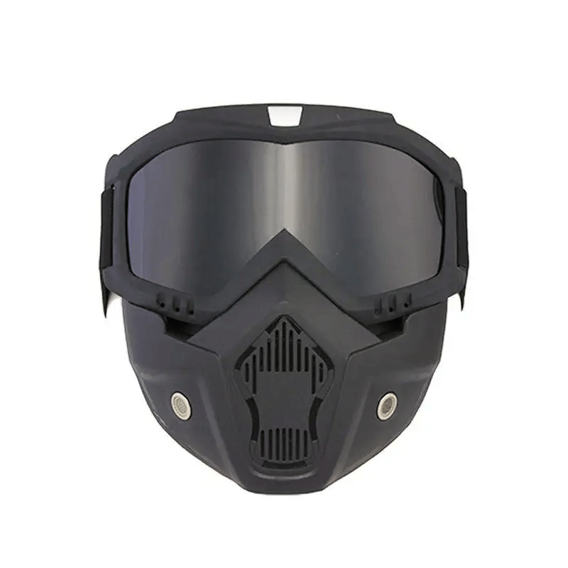    			Anti Scratch Goggle Bike Mask, UV Protective Open Face & Eyewear Windproof Dirt Shield Adjustable Strap Soft Foam Padded Detachable for Cycling Bike Off Road Racing Riding Unisex - Black