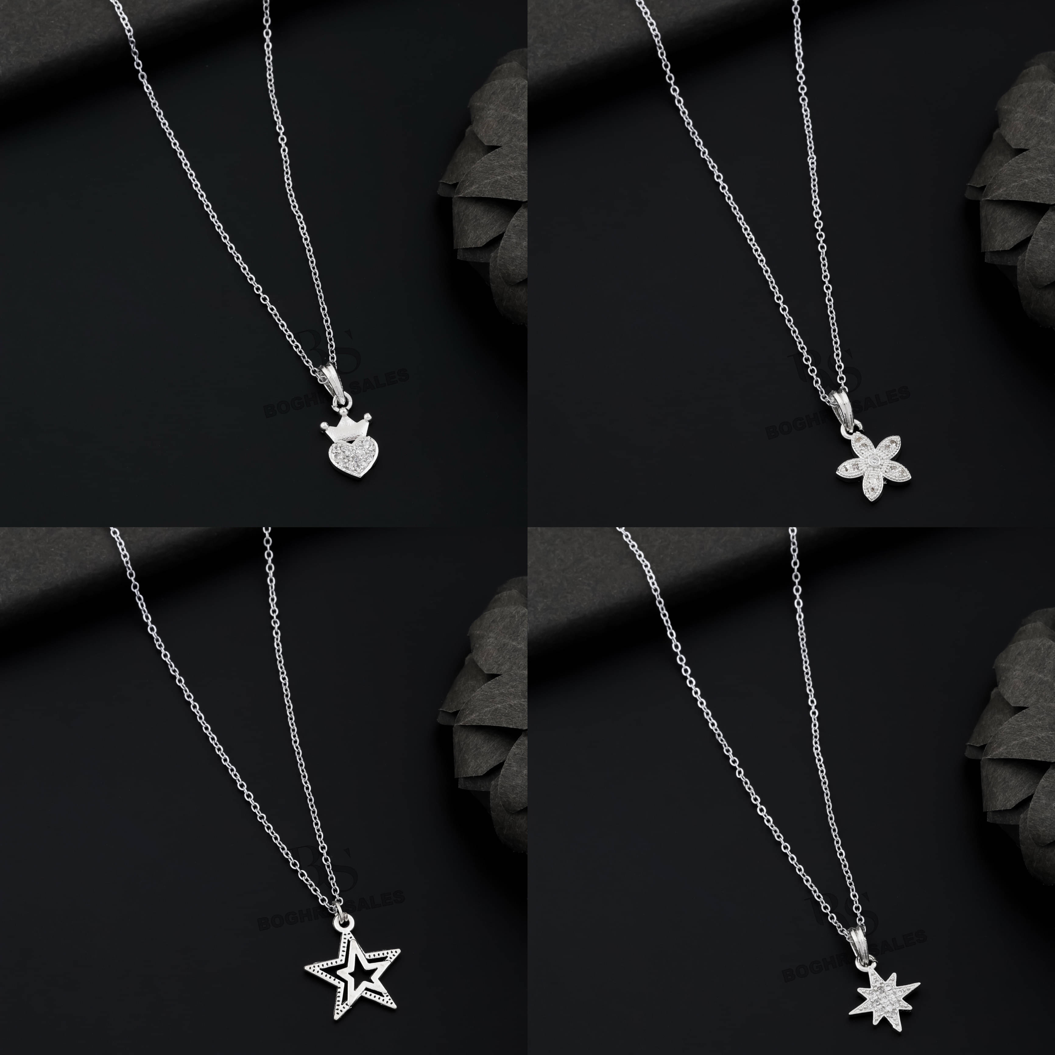     			BOGHRA SALES Silver Pendant set ( Pack of 4 )