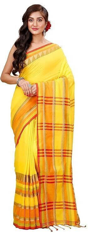 BRYNBRIT Cotton Blend Self Design Saree With Unstitched Blouse Piece ( Yellow ) BRYNBRIT Cotton Blend Self Design Saree With Unstitched Blouse Piece ( Yellow )