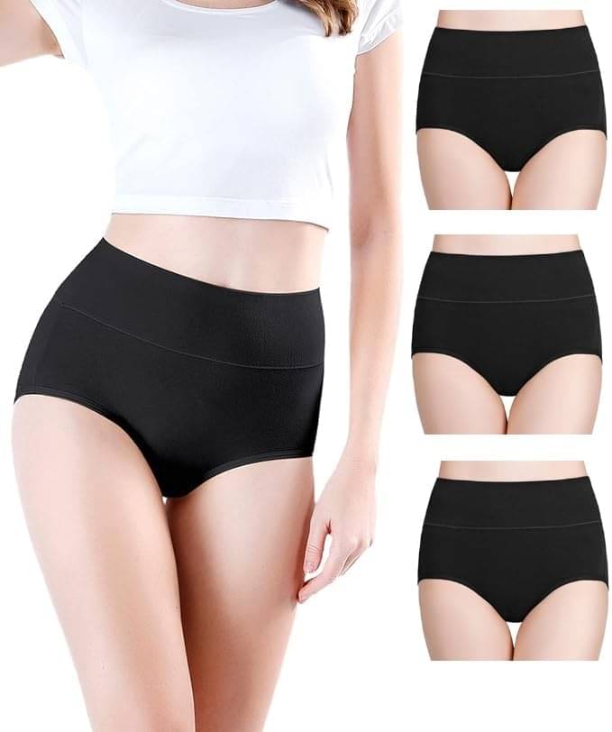     			Bebron Pack of 3 Cotton Lycra Briefs For Women ( Black )