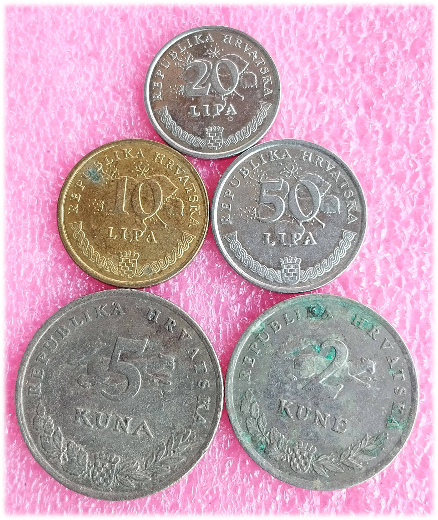     			CROTIA -  5 ALL DIFFERENT COINS SET ( including scarce and rare ones )