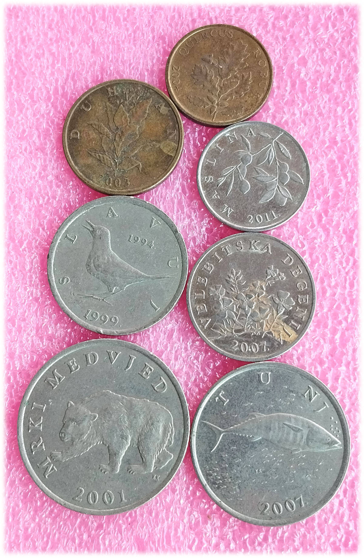     			CROTIA -  7 ALL DIFFERENT COINS SET ( including scarce and rare ones )