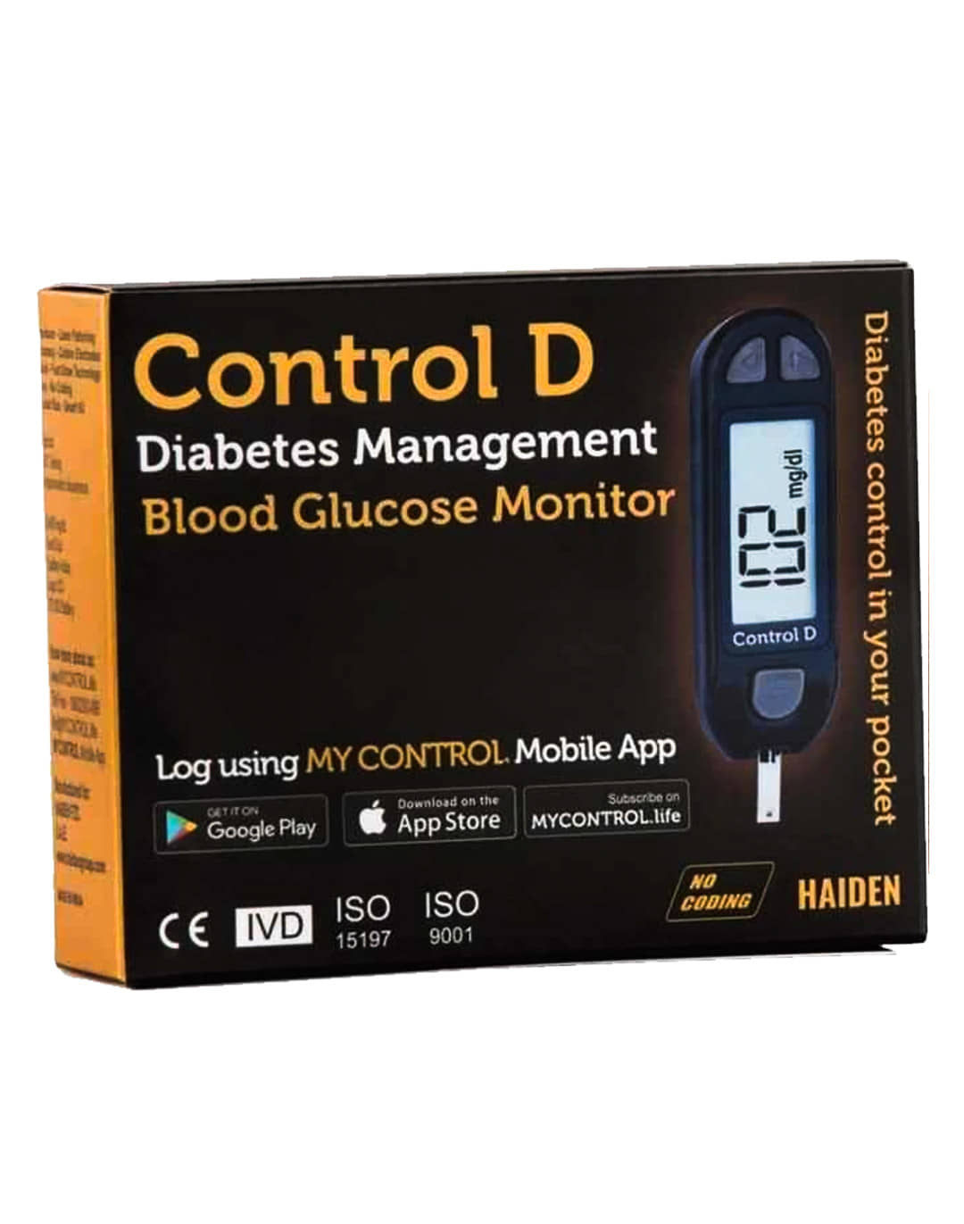 Control D Black Glucometer & 10 strips Glucometer