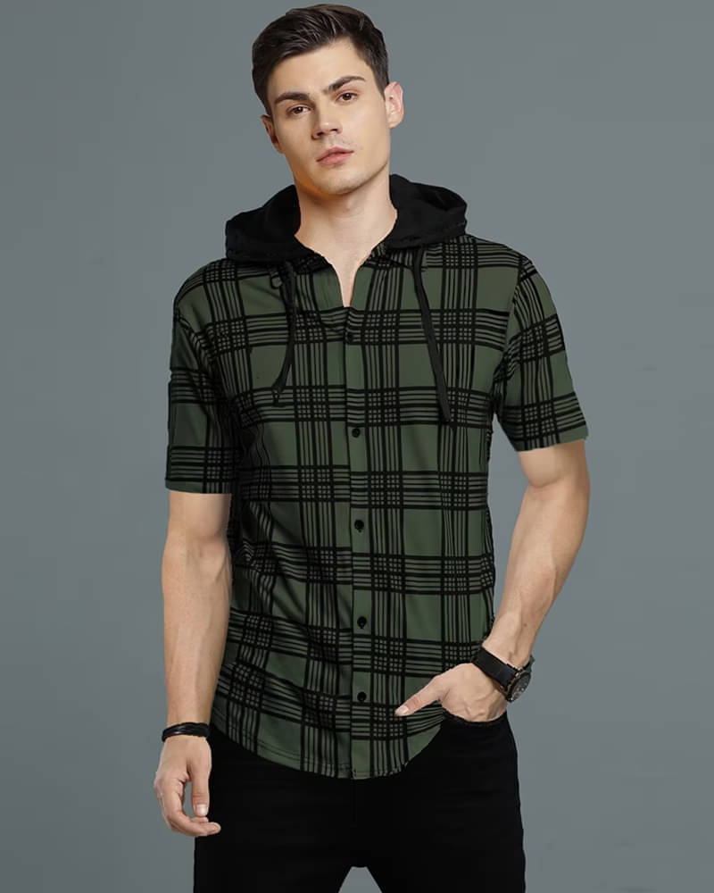     			Eyebogler Cotton Blend Regular Fit Checks Half Sleeves Men's Casual Shirt - Green ( Pack of 1 )