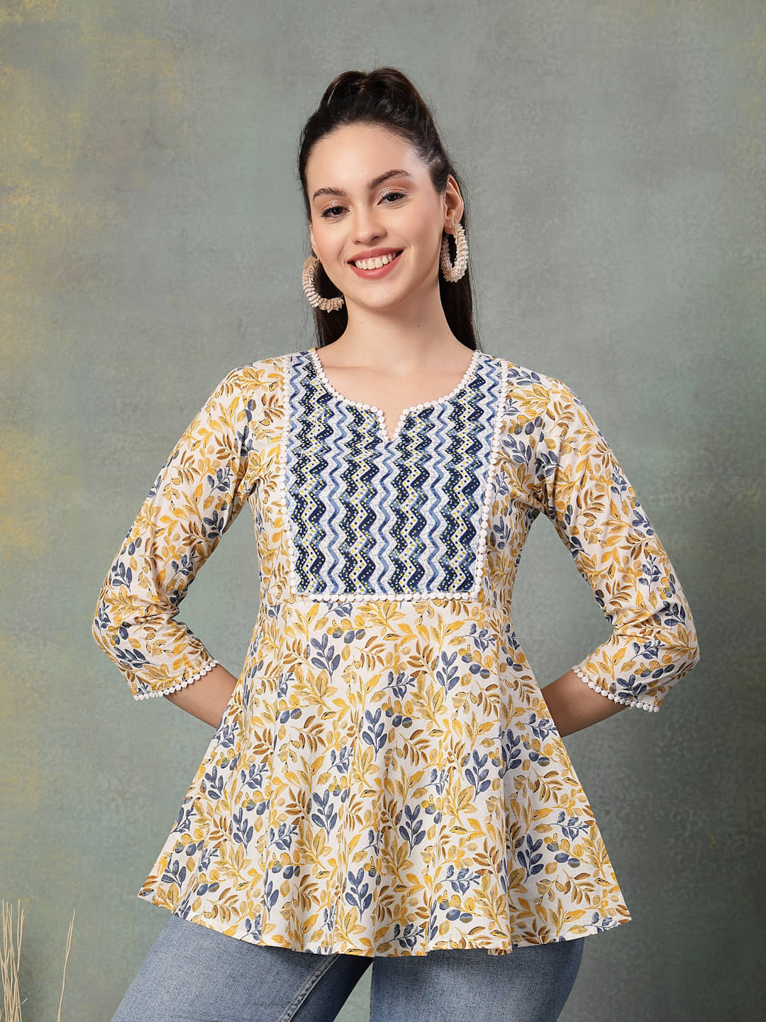     			GOD BLESS Women's Cotton Peplum Top ( Yellow )