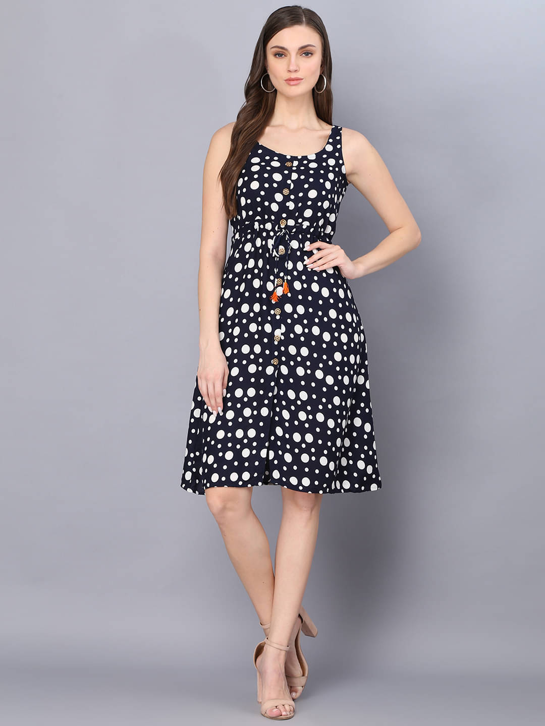     			GOD BLESS Women's Rayon Printed Shirt Dress ( Blue )